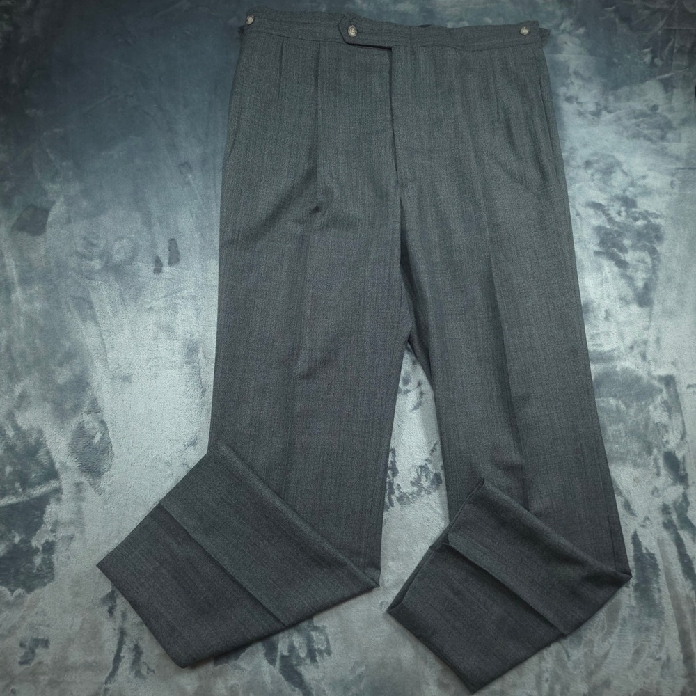 Vintage Higgins Slacks Mens Gray Pleated Dress Pants Made in USA Size 36x31.5
